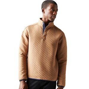 NWT Rhone Men’s Gramercy Quilted Pullover Jacket Sweater, Large, Cinnamon Swirl